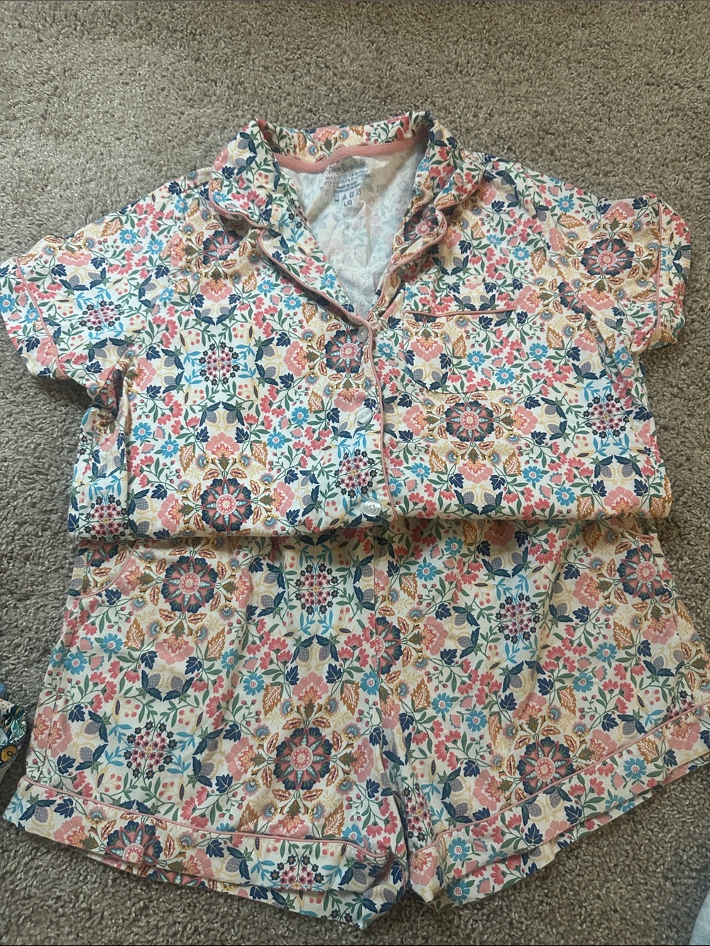 Vera Bradley Floral Short Pajama Set in Pink, Blue & Green